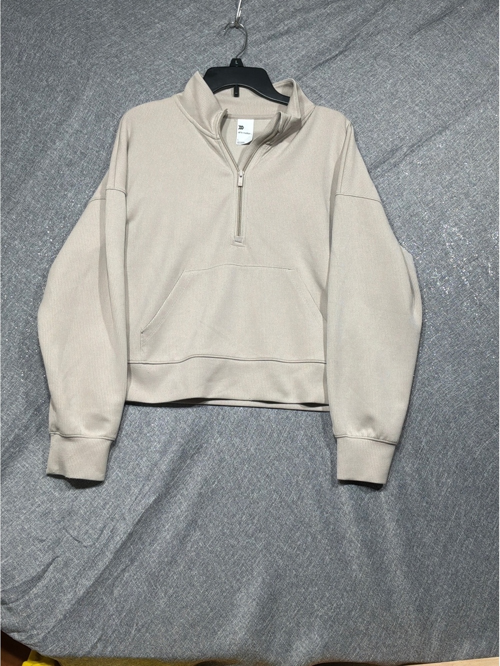 All In Motion Women's Beige Half-Zip Pullover Sweatshirt Large